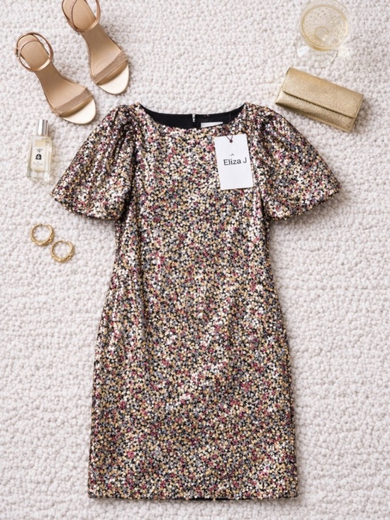 Eliza J Dresses & Skirts - Eliza J Gold Sequin Mini Dress 6 NWT Homecoming Cocktail Holiday Party